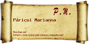 Páricsi Marianna névjegykártya