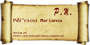 Páricsi Marianna névjegykártya